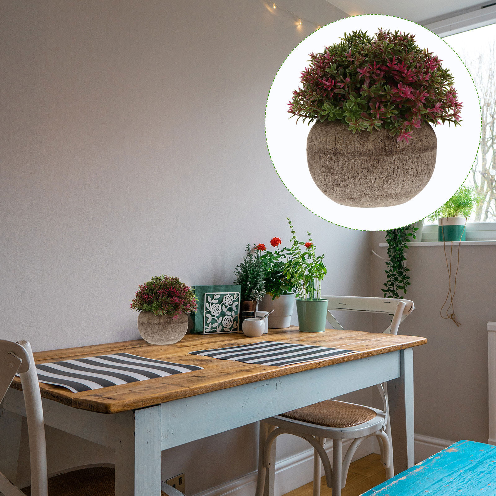 Bonsai Garden And Cafe - ミニプラスチック盆栽シミュレーション植物人工鉢植えグリーンデスクトップオーナメント、家の装飾、オフィス、本棚、庭、カフェ用