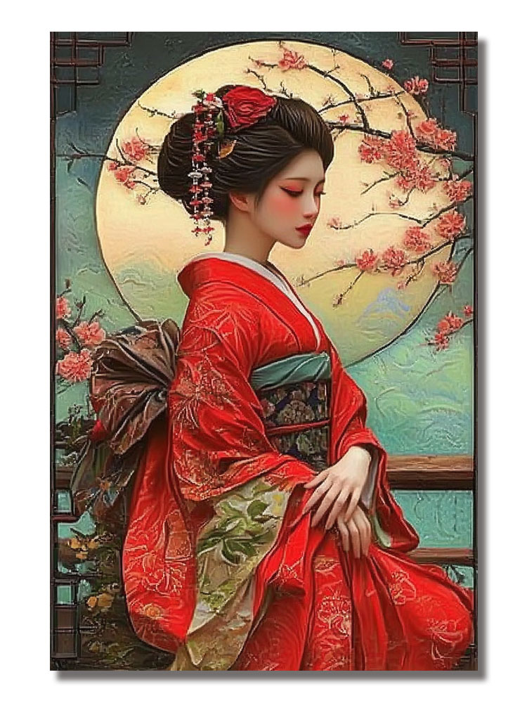 ヴィンテージ和風サムライ芸者盆栽桜絵画アートサイン 2D 飛 - Bonsai Garden And Cafe のレビューと価格