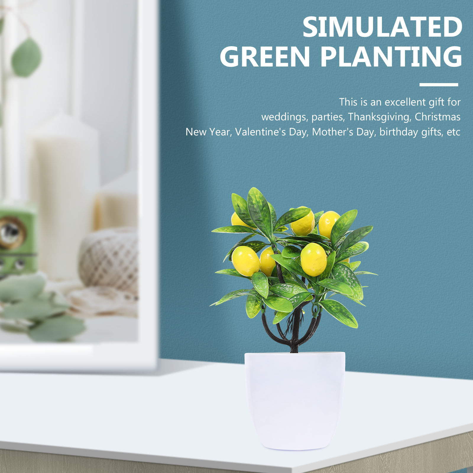 2個入り鮮やかなフェイクレモンツリー、室内装飾用小型人工植物 - Bonsai Garden And Cafe のレビューと価格
