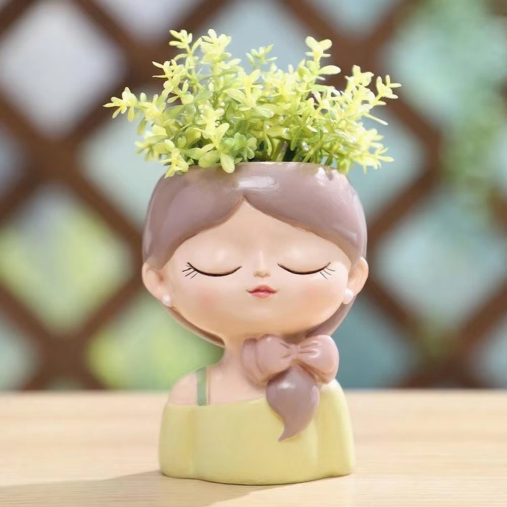 ガーデニング用品 レジン製少女顔型プランターポット 北欧スタ - Bonsai Garden And Cafe のレビューと価格